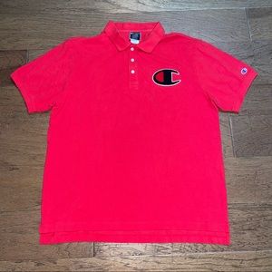 Champion Mens Polo Shirt XL Purple Short Sleeve Casual Pullover Logo